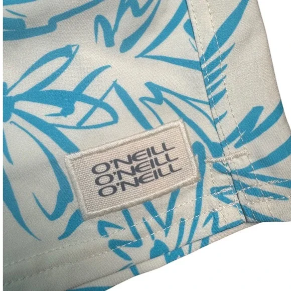 O'Neill Swim Trunks Mens L Blue Floral Elastic Waist Board Shorts Beach Surf - Picture 2 of 7